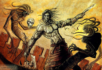 Planescape Torment, games, black, dagger, bioware, skull, dungeons, zombie, knife, dead, isle, planescape, skeleton, torment, demon, necromancer, death, dragons, undead, battle, yellow, video, necromancy HD wallpaper