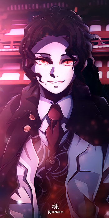 Muzan, red, art, pink, kimetsunoyaiba, tanjiro, demonslayer, kny, giyuu, anime HD phone wallpaper