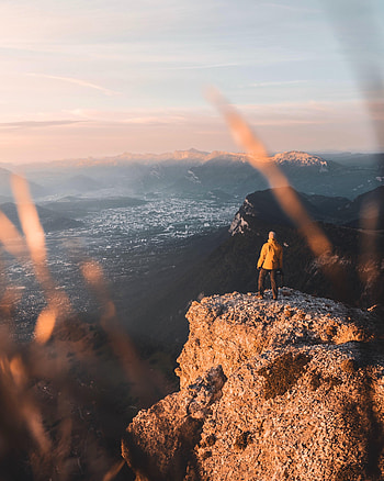 Mountains, Rock, Vertex, Top, Miscellanea, Miscellaneous, Human, Person, Loneliness HD phone wallpaper