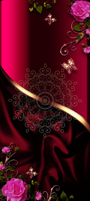 Red luxury Gold Silk, Festival, magenta, premium, butterfly, flower HD phone wallpaper