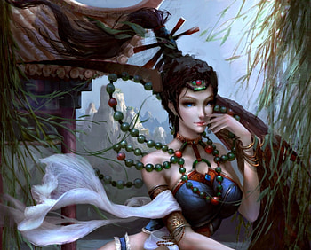 Fantasy girl, asian, art, xck, girl, woman, beauty HD wallpaper