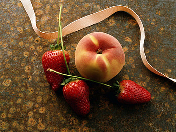 Food, Strawberry, Berries, Peach HD wallpaper