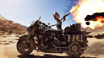 Mad Max Biker Anime Girl, anime-girl, anime, artist, artwork, digital-art, biker, gun, deviantart HD wallpaper