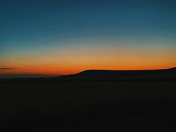 Minimal, sunset, hill, landscape, nature HD wallpaper