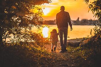 Sunset, Miscellanea, Miscellaneous, Stroll, Family, Father, Daughter HD wallpaper