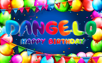 Happy Birtay Dangelo, , colorful balloon frame, Dangelo name, blue background, Dangelo Happy Birtay, Blaine Birtay, popular american male names, Birtay concept, Dangelo HD wallpaper