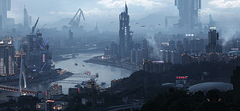 Sci Fi, City, Bridge, Building, China, River HD wallpaper