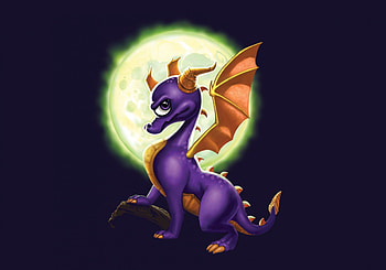 Spyro-The Eternal Night, night, cynder, spyro, ps2, purple, dragons, moon, fantasy, video game, dragon, eye HD wallpaper
