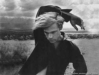 Brad Pitt, movies, cinema, black and white HD wallpaper
