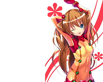 Asuka Langley Soryu, orange hair, evangelion, range, neon genesis evangelion, cute, long hair, nice, bodysuit, genesis, female, plain, sexy, sweet, white, hot, girl, orange, asuka, anime girl, simple, neon, anime, pretty, wink, red, lovely, eva HD wallpaper