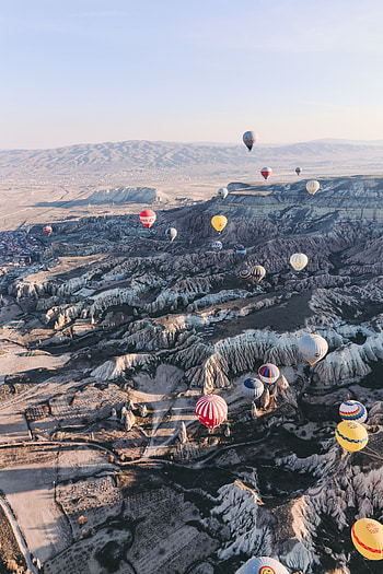 Nature, Balloons, Rocks, View From Above, Flight, Cappadocia, Goreme, Gereme HD phone wallpaper