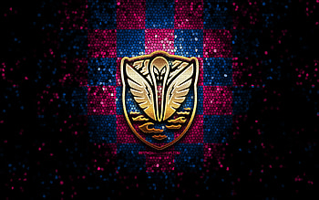 Tormenta FC, glitter logo, Canadian Premier League, purple blue white background, soccer, canadian football club, Tormenta FC logo, mosaic art, football, FC Tormenta HD wallpaper