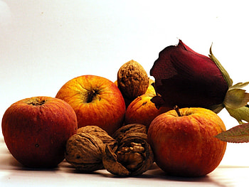 Food, Apples, Nuts, Tasty, Delicious HD wallpaper