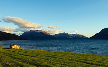 Landscape, Nature, House, Norway, Bay HD wallpaper