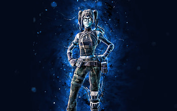 Ice Crystal, , blue neon lights, Fortnite Battle Royale, Fortnite characters, Ice Crystal Skin, Fortnite, Ice Crystal Fortnite HD wallpaper