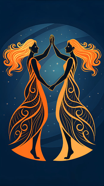 Gemini Duality: A Stunning , silhouette, astrology, artistic HD phone wallpaper