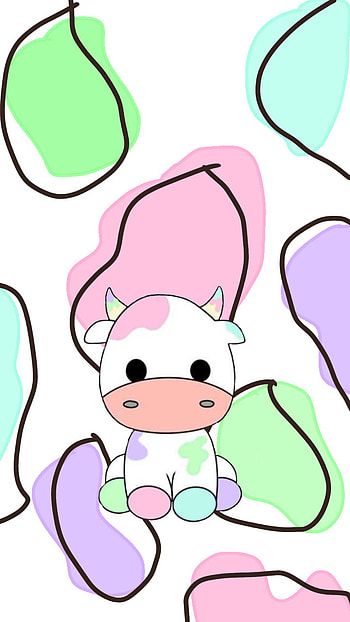 Rainbow Cow, print, cute HD phone wallpaper