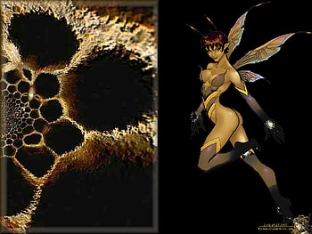 honeycomb fairy, fairy, fantasy, 3d, honeycomb HD wallpaper