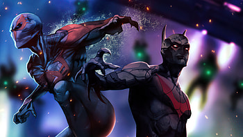 Spiderman 2099 X Batman Beyond, spiderman-2099, miguel-o-hara, spiderman, batman, superheroes, artist, artwork, digital-art, artstation HD wallpaper
