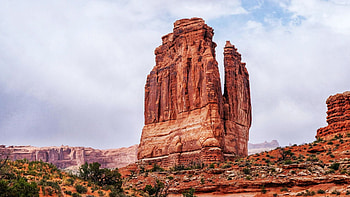 The Organ, Arches NP, Utah, sky, rocks, stones, landscape, clouds, usa HD wallpaper