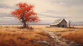 Rustic Barn and Vibrant Tree, artistic, barn HD wallpaper