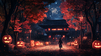 Anime Halloween Night: A Ultra Experience, Anime, anime halloween, jack-o'-lantern HD wallpaper