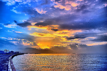 Landscape, Nature, Sunset, Sea, Shore, Bank HD wallpaper