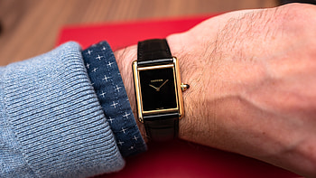 Black dial Cartier Tank, Yellow gold, Timeless design, Luxury timepiece HD wallpaper