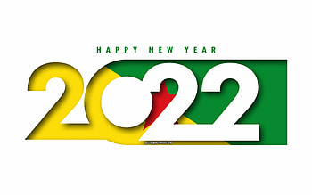 Happy New Year 2022 French Guiana, white background, French Guiana 2022, French Guiana 2022 New Year, 2022 concepts, French Guiana, Flag of French Guiana HD wallpaper