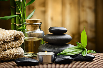 Spa background, Candle, Leaves, Stones, Towels HD wallpaper