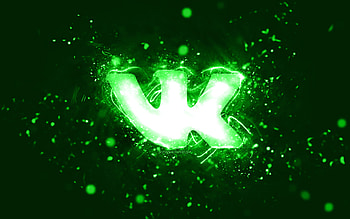 VKontakte green logo, , green neon lights, creative, green abstract background, VKontakte logo, social network, VKontakte HD wallpaper