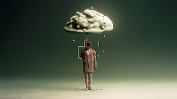 The Man Who Carried His Storm, cloud, man, tv, artist, artwork, art, digital-art, behance HD wallpaper