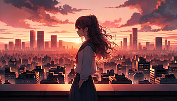 Anime School Girl Lost In Thoughts, anime-girl, anime, artist, artwork, digital-art, pixiv HD wallpaper