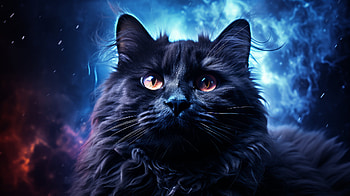 Majestic Black Cat - Cosmic Feline Gaze, Black Cat, Animal, cat HD wallpaper