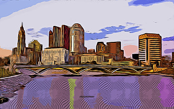Columbus, Ohio, , vector art, Columbus drawing, creative art, Columbus art, vector drawing, abstract cityscape, USA, Columbus skyline HD wallpaper