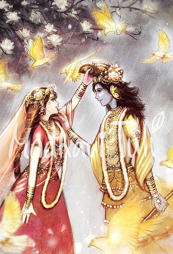 File Shri Krishna with Shri Radha, Radha Krishna, in beautiful garden, High quality, Lord Krishna and Radha HD phone wallpaper
