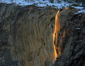 Yosemite's Fire Falls, horsetail, waterfalls, nature, yosemite HD wallpaper