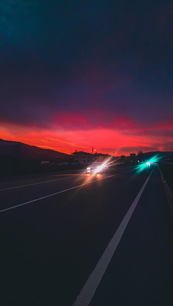 Cities, Sky, Night, Road, Markup, Movement, Traffic HD phone wallpaper