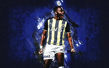 Bright Osayi Samuel, Fenerbahce, Nigerian footballer, blue stone background, football, Turkey, grunge art HD wallpaper