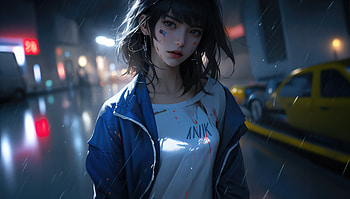 Anime Girl Rainy Reflections Of Loneliness, anime-girl, anime, rain, artist, artwork, digital-art HD wallpaper