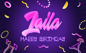 Happy Birtay Laila, , Purple Party Background, Laila, creative art, Happy Laila birtay, Laila name, Laila Birtay, Birtay Party Background HD wallpaper