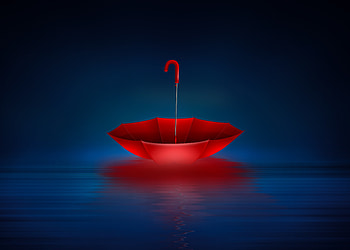 Red, umbrella, reflections, digital art, abstract HD wallpaper