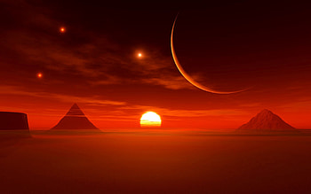 Landscape, Sunset, Sun, Desert, Dark HD wallpaper