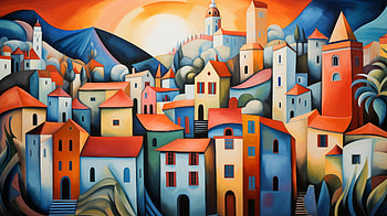 Expressionist Urban Sunset Art, city, artistic, Expressionism HD wallpaper
