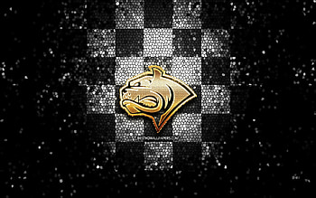 Dornbirn Bulldogs, glitter logo, ICE Hockey League, white black checkered background, hockey, austrian hockey team, Dornbirn Bulldogs logo, mosaic art HD wallpaper