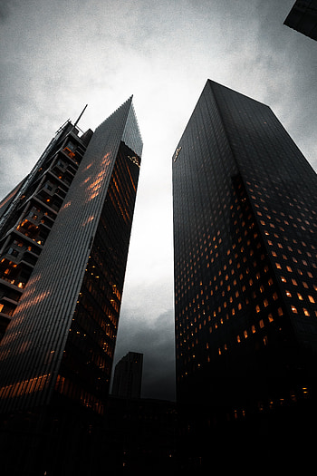 Cities, City, Building, Lights, Evening, Bottom View HD phone wallpaper