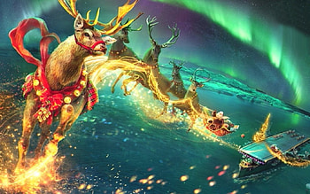 Worldwide christmas, winter, colorful, ship, north light, magic, color, santa claus, beautiful, deer, december, dream, santa HD wallpaper