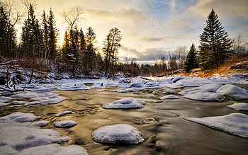 Nature, Water, Rivers, Ice, Snow, Ate HD wallpaper