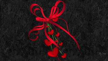 Ribbons and Hearts, Firefox theme, Valentines Day, ribbon, Valentines, black and red, hearts, texture, romance HD wallpaper