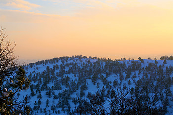 Winter, hilltop, sunset, nature HD wallpaper